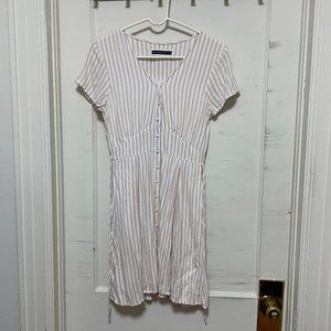 Abercrombie & Fitch Yellow Button Stripe Dress